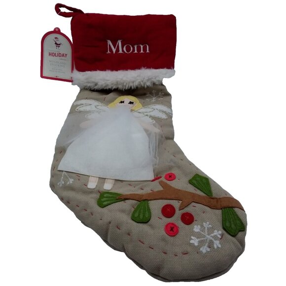 Pottery Barn Kids Mom Angel Woodland Christmas Holiday Stocking Quilted Xmas - Picture 2 of 9